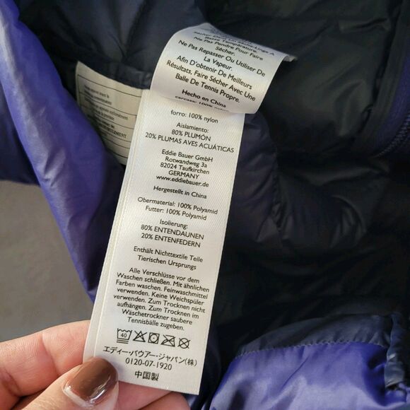 Eddie Bauer Womens Xsmall Xs Eb650 Goose Duck Down Hooded Puffer Jacket Coat Euc - Picture 7 of 9